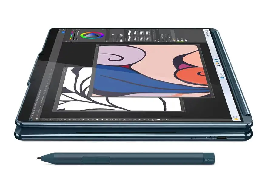 Laptop 2w1 Lenovo Yoga Book 9 13IMU9 OLED 2x13,3" Ultra 7 155U 32GB RAM 512GB Dysk SSD Win11 Srebrno-niebieski
