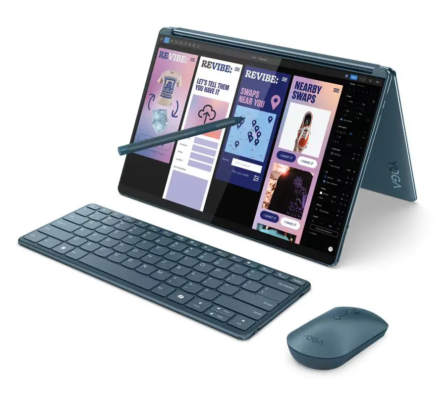 Laptop 2w1 Lenovo Yoga Book 9 13IMU9 OLED 2x13,3" Ultra 7 155U 32GB RAM 512GB Dysk SSD Win11 Srebrno-niebieski