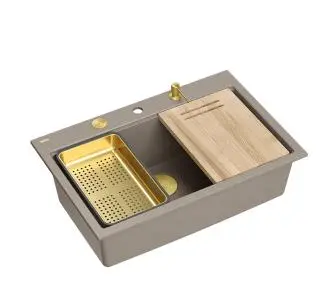 Zlewozmywak Quadron MARC 110 HQM7650U4_PVDG1 Granitowy Soft taupe/Złoty