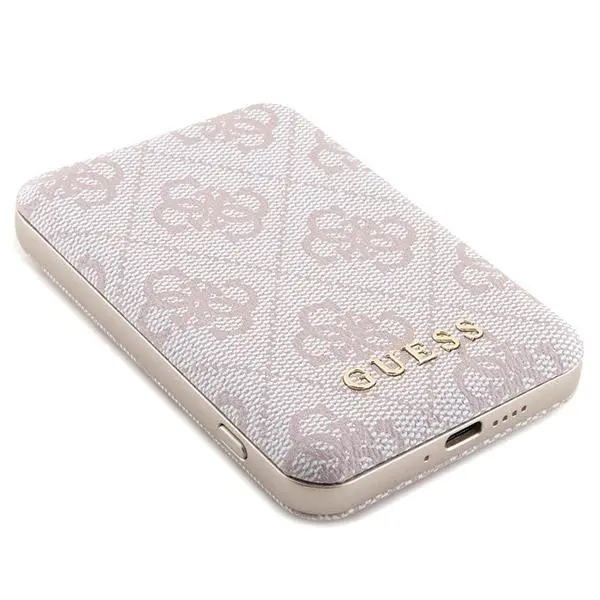 Etui Guess Zestaw do iPhone 15 Pro + Powerbank 5000mAh MagSafe 4G Metal Logo Różowy