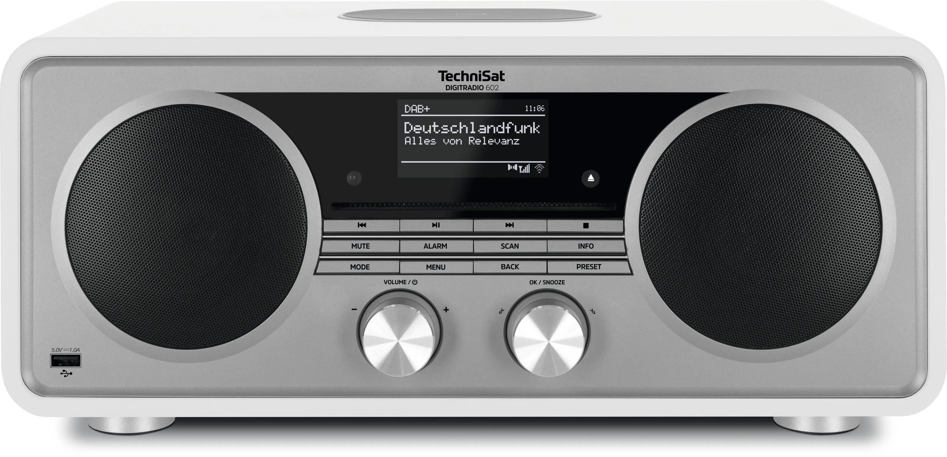 Radioodbiornik TechniSat DigitRadio 602 Radio FM DAB+ Internetowe Bluetooth Biało-srebrny