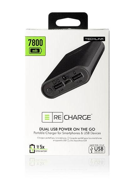 Powerbank Techlink 527027 ReCharge 7800 mAh (czarny)