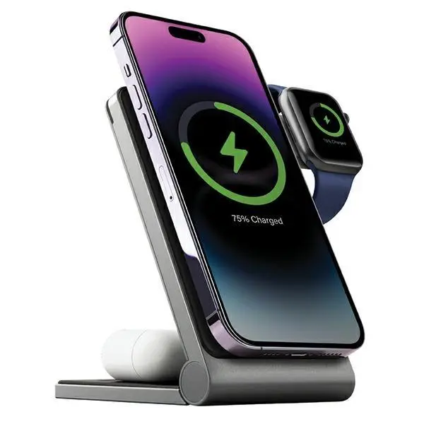Ładowarka indukcyjna Energea MagTrio składana 3w1 15W Fast Charging MagSafe Szary