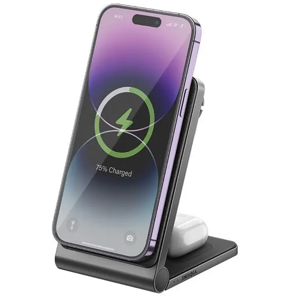 Ładowarka indukcyjna Energea MagTrio składana 3w1 15W Fast Charging MagSafe Szary