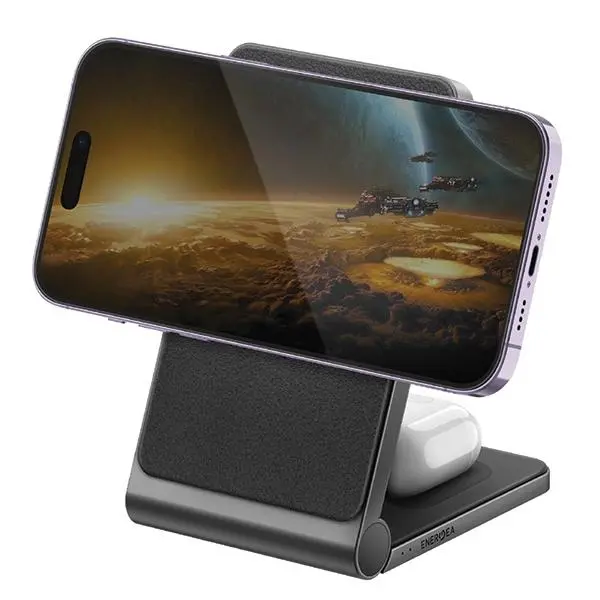 Ładowarka indukcyjna Energea MagTrio składana 3w1 15W Fast Charging MagSafe Szary