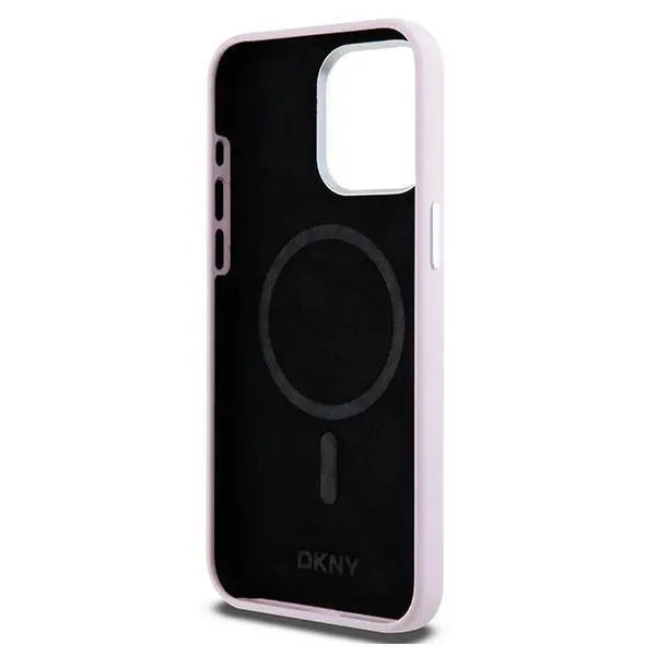 Etui DKNY Hardcase Liquid Silicone Small Metal Logo MagSafe do iPhone 15 Pro Max Różowy
