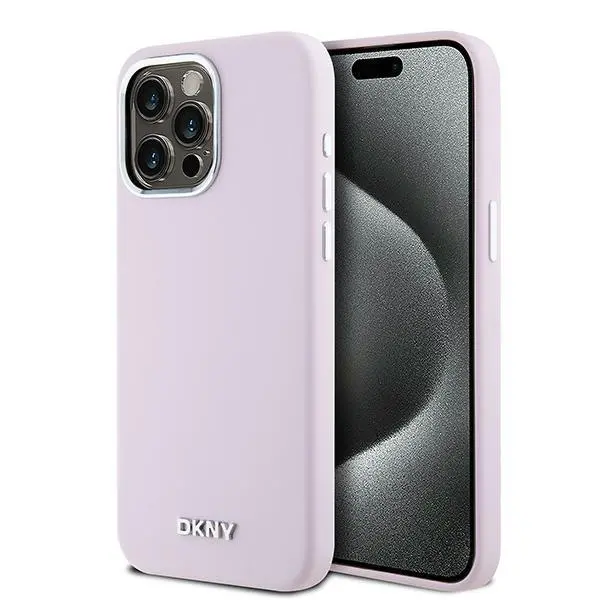 Etui DKNY Hardcase Liquid Silicone Small Metal Logo MagSafe do iPhone 15 Pro Max Różowy