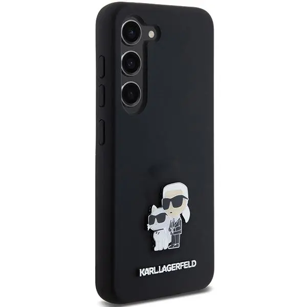 Etui Karl Lagerfeld Hardcase Silicone Karl&Choupette Metal Pin do Samsung Galaxy S24 Czarny