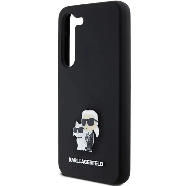 Etui Karl Lagerfeld Hardcase Silicone Karl&Choupette Metal Pin do Samsung Galaxy S24 Czarny