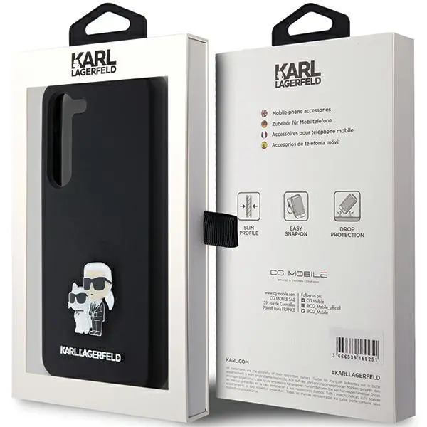 Etui Karl Lagerfeld Hardcase Silicone Karl&Choupette Metal Pin do Samsung Galaxy S24 Czarny