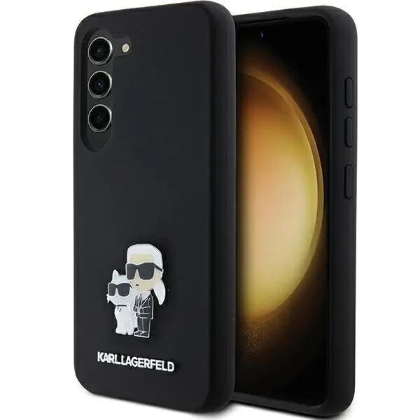 Etui Karl Lagerfeld Hardcase Silicone Karl&Choupette Metal Pin do Samsung Galaxy S24 Czarny