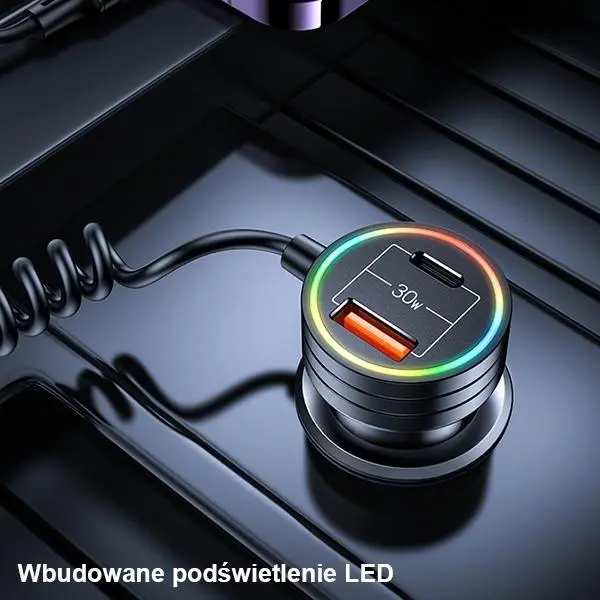 Ładowarka samochodowa USAMS C33 2xUSB-C 1xUSB-A  Fast Charge 60W Czarny
