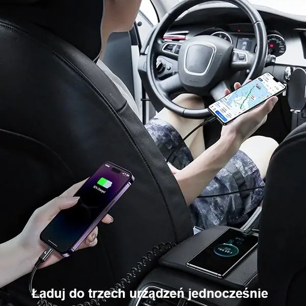 Ładowarka samochodowa USAMS C33 2xUSB-C 1xUSB-A  Fast Charge 60W Czarny