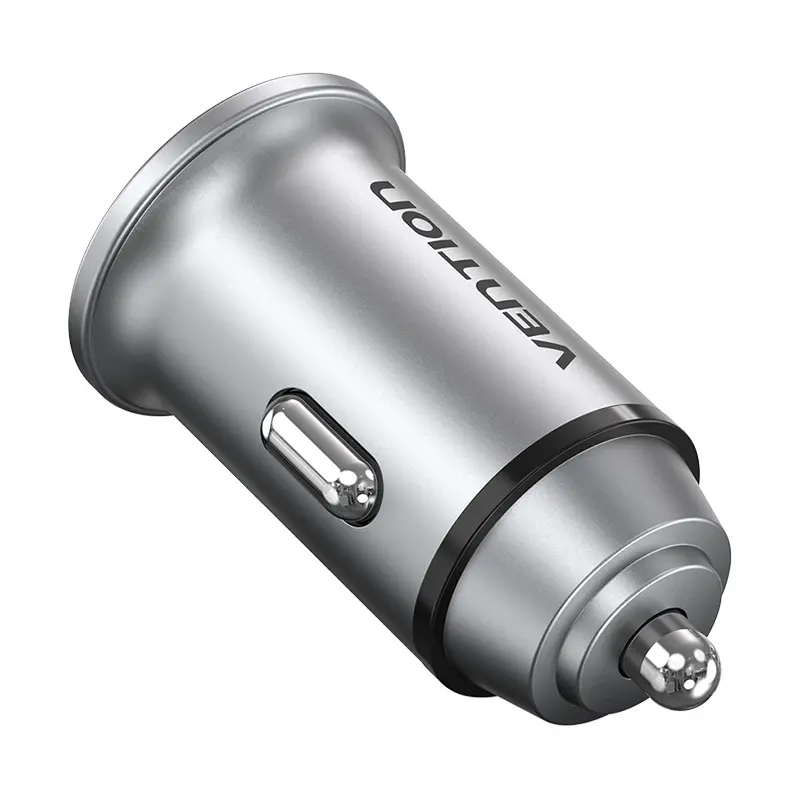 Ładowarka samochodowa Vention USB-A USB-C FFBH0 18 20W Szary