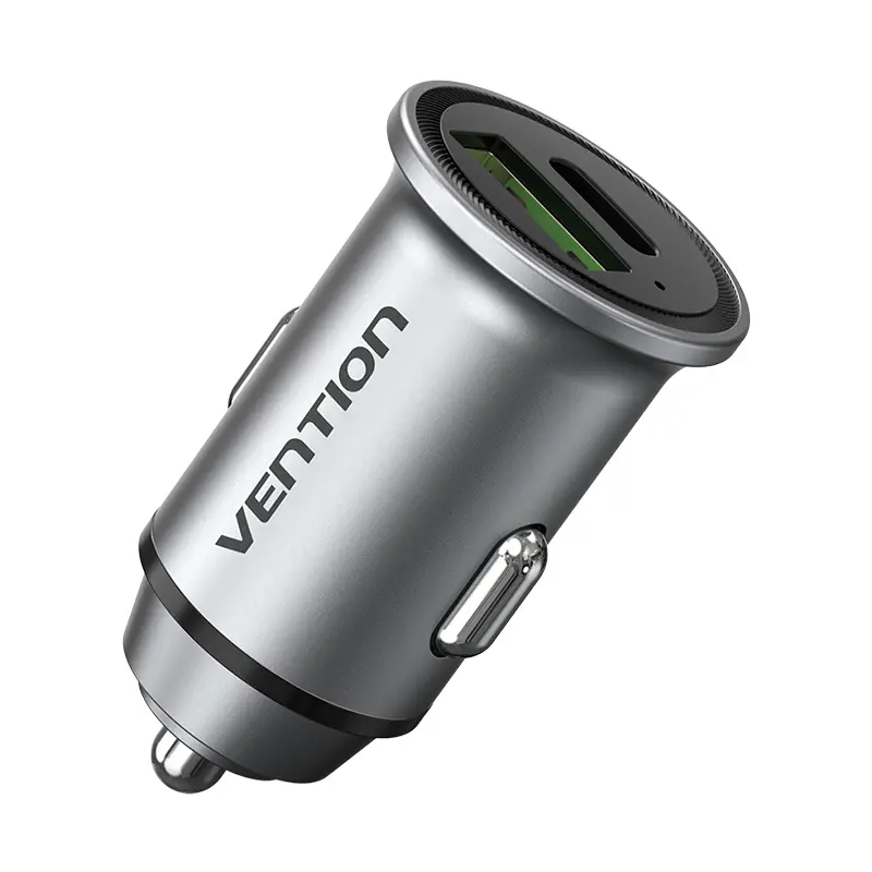 Ładowarka samochodowa Vention USB-A USB-C FFBH0 18 20W Szary