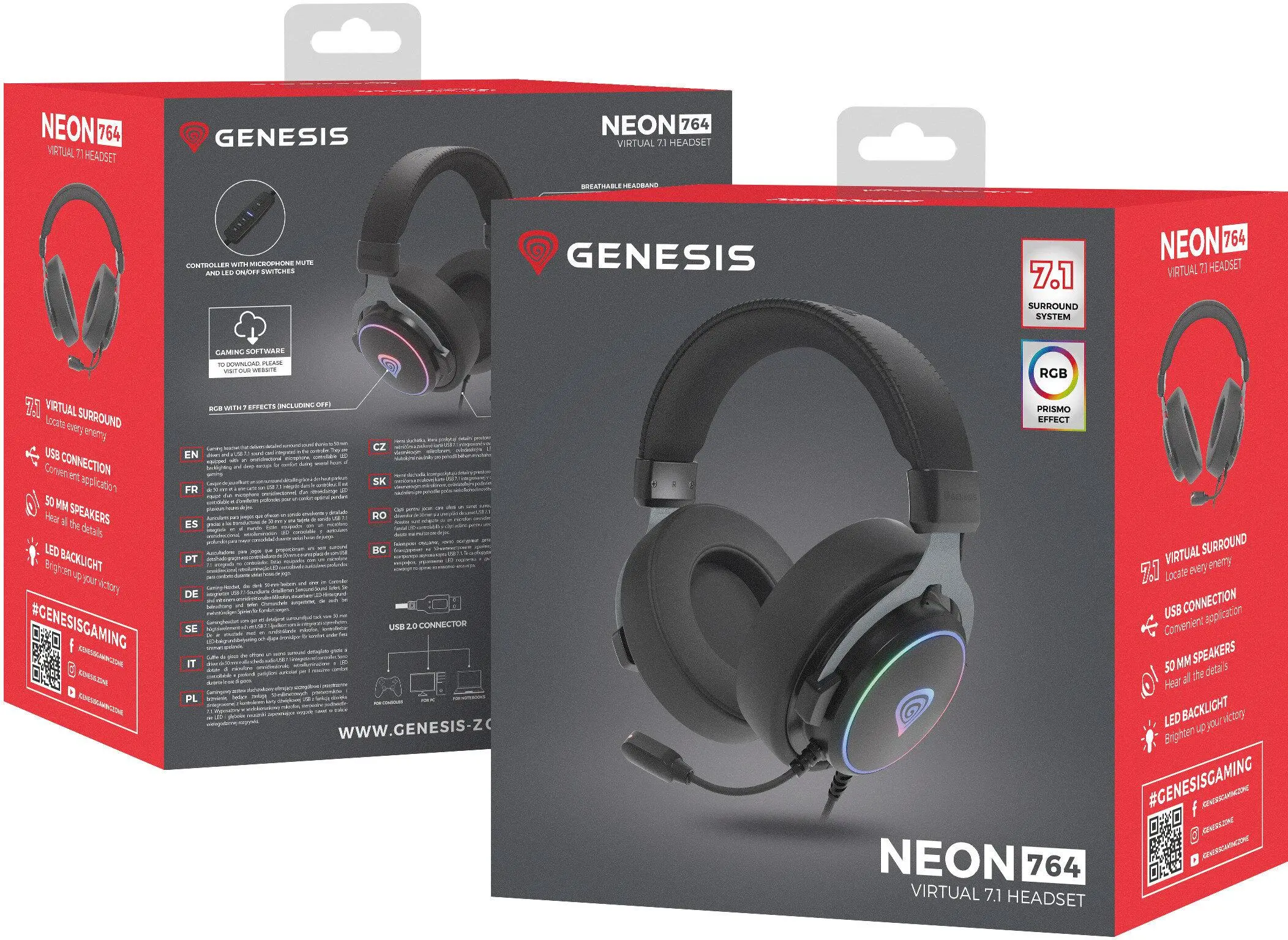 Słuchawki przewodowe z mikrofonem Genesis Neon 764 Nauszne Czarny