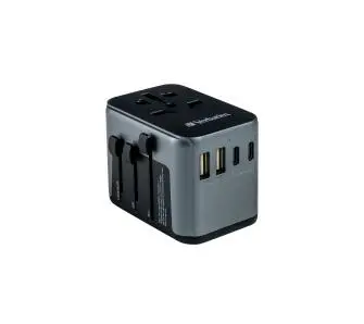 Adapter podróżny Verbatim UTA-03 World to World USB-A USB-C QC 3.0 PD 30W