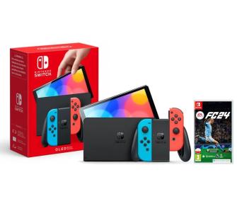 Konsola Nintendo Switch OLED (czerwono-niebieski) + EA SPORTS FC 24