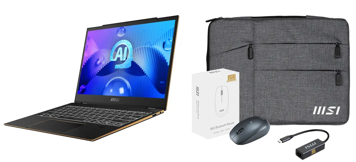 Laptop 2w1 MSI Summit E13 AI Evo A1MTG-047PL 13,3" Ultra 7 155H 32GB RAM 1TB Dysk SSD Win11 Czarny + Zestaw AKC