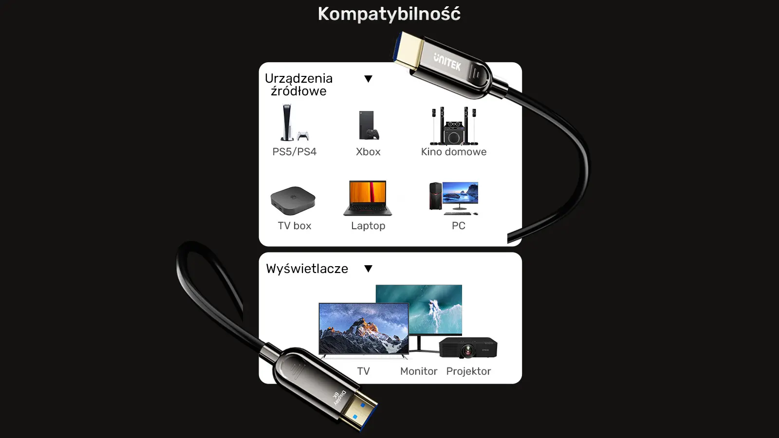 Kabel optyczny HDMI Unitek C11085GY01-100M HDMI 2.1 AOC 8K 120Hz 100m
