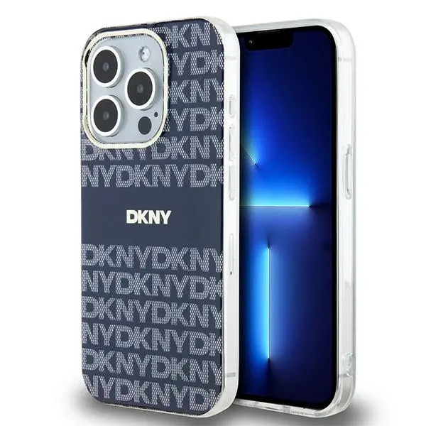Etui DKNY IML Mono & Stripe MagSafe do iPhone 15 Pro Niebieski