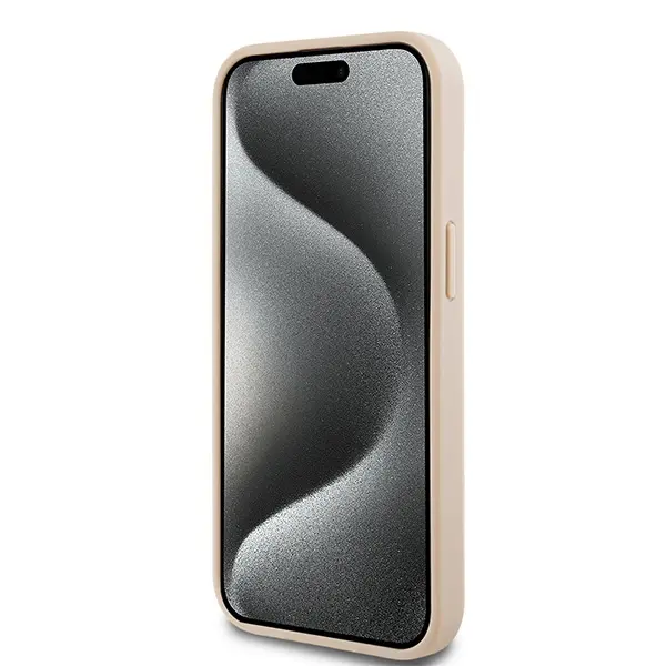 Etui DKNY Hardcase Leather Mono Stripe & Metal Logo do iPhone 15 Różowy