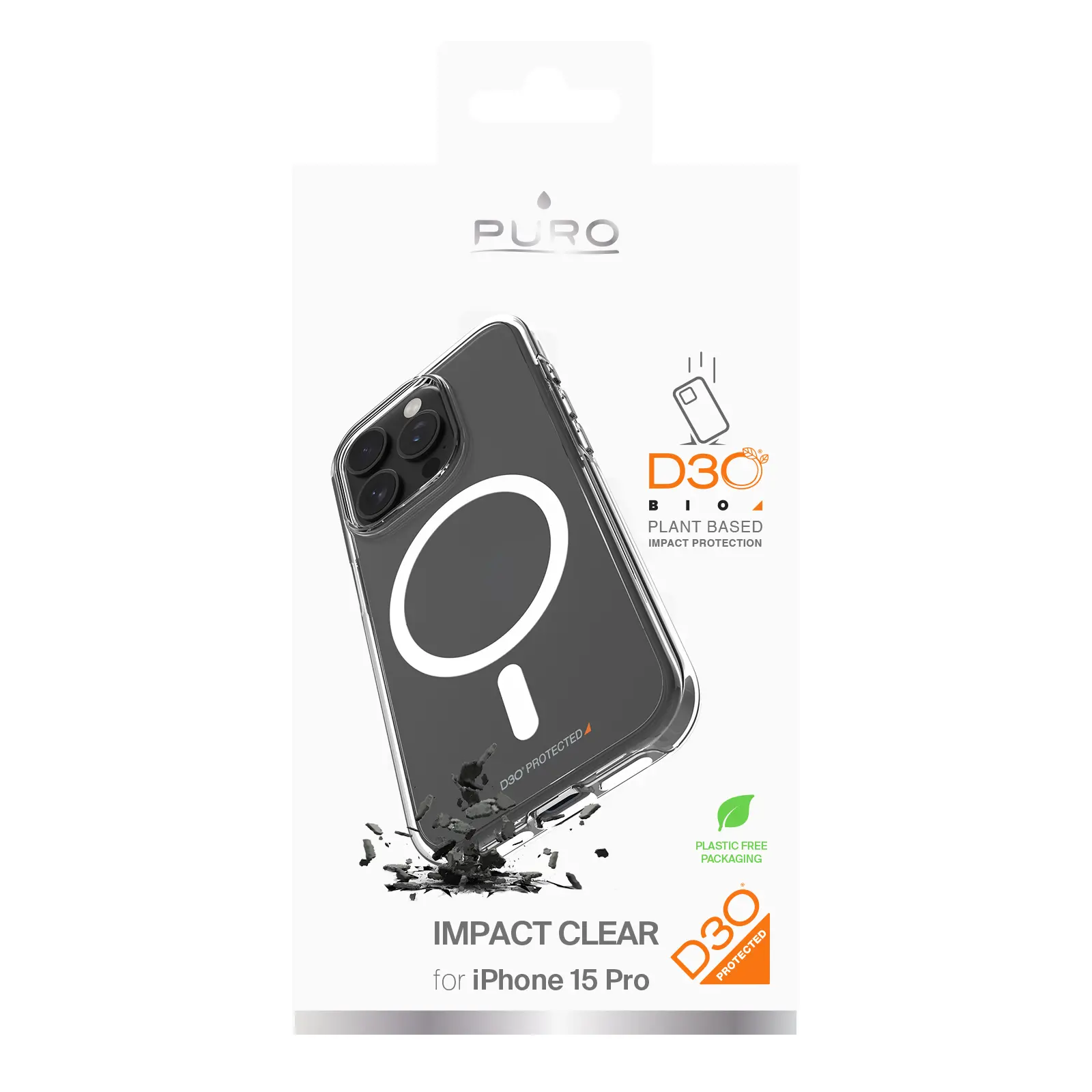 Etui Puro D3O do iPhone 15 Pro Przeźroczysty