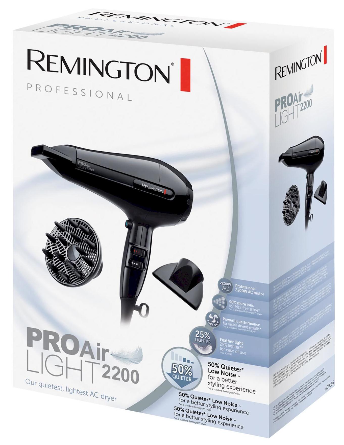 Suszarka do włosów Remington Pro-Air Light AC6120 Jonizacja Dyfuzor Zimny nawiew 2200W 2 prędkości nadmuchu 3 poziomy temperatury