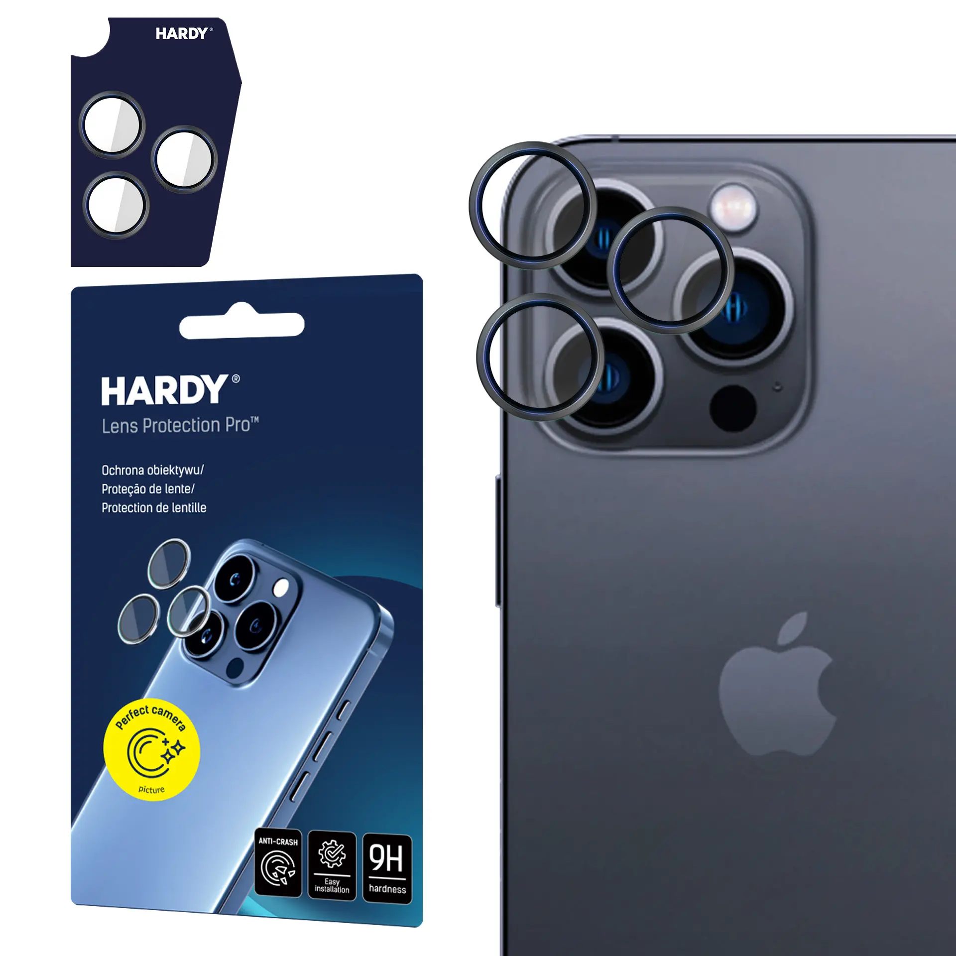 Szkło hartowane 3mk Hardy na aparat do iPhone 15 Pro Czarny