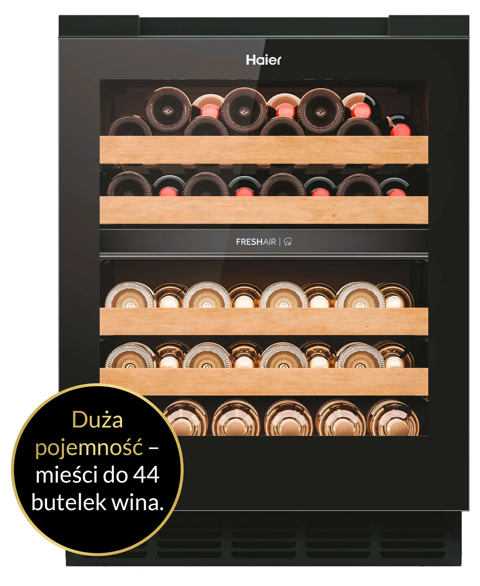 Chłodziarka do wina Haier Seria 6 HUC44GDEH1 44 miejsca na butelki