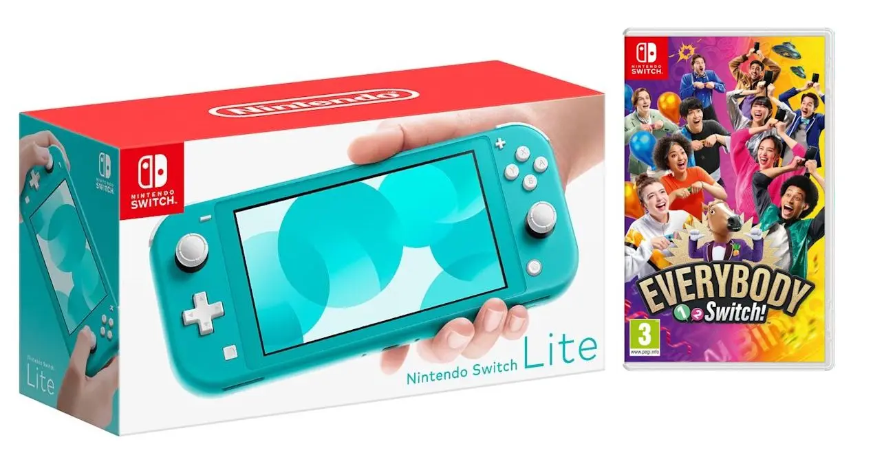 Konsola Nintendo Switch Lite Turkusowy + Everybody 1-2 Switch