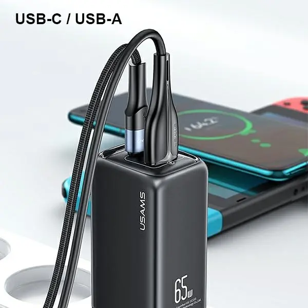 Ładowarka sieciowa USAMS T45 USB-C+USB 65W PD Super SI Biały