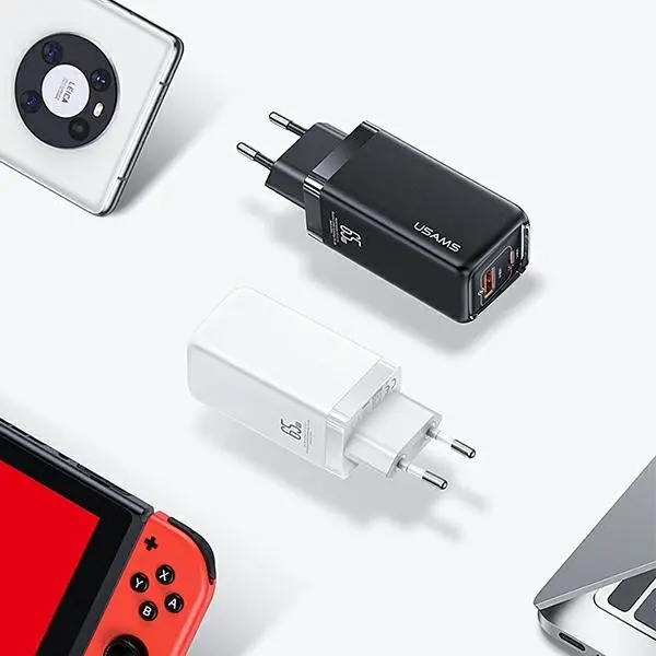 Ładowarka sieciowa USAMS T45 USB-C+USB 65W PD Super SI Biały