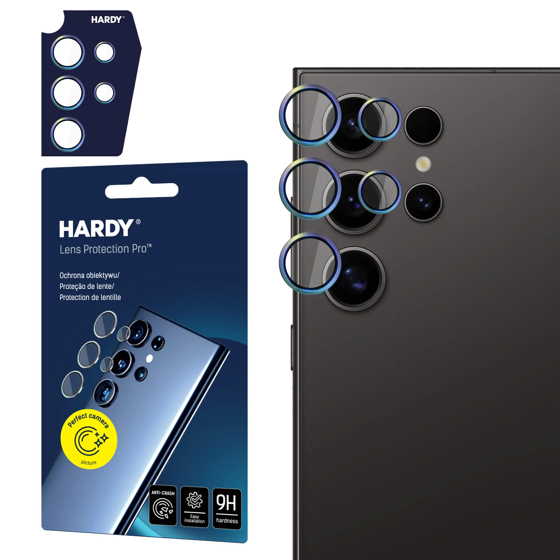Szkło hartowane 3mk Hardy Lens Protection Pro Rainbow na aparat Samsung Galaxy S24 Ultra