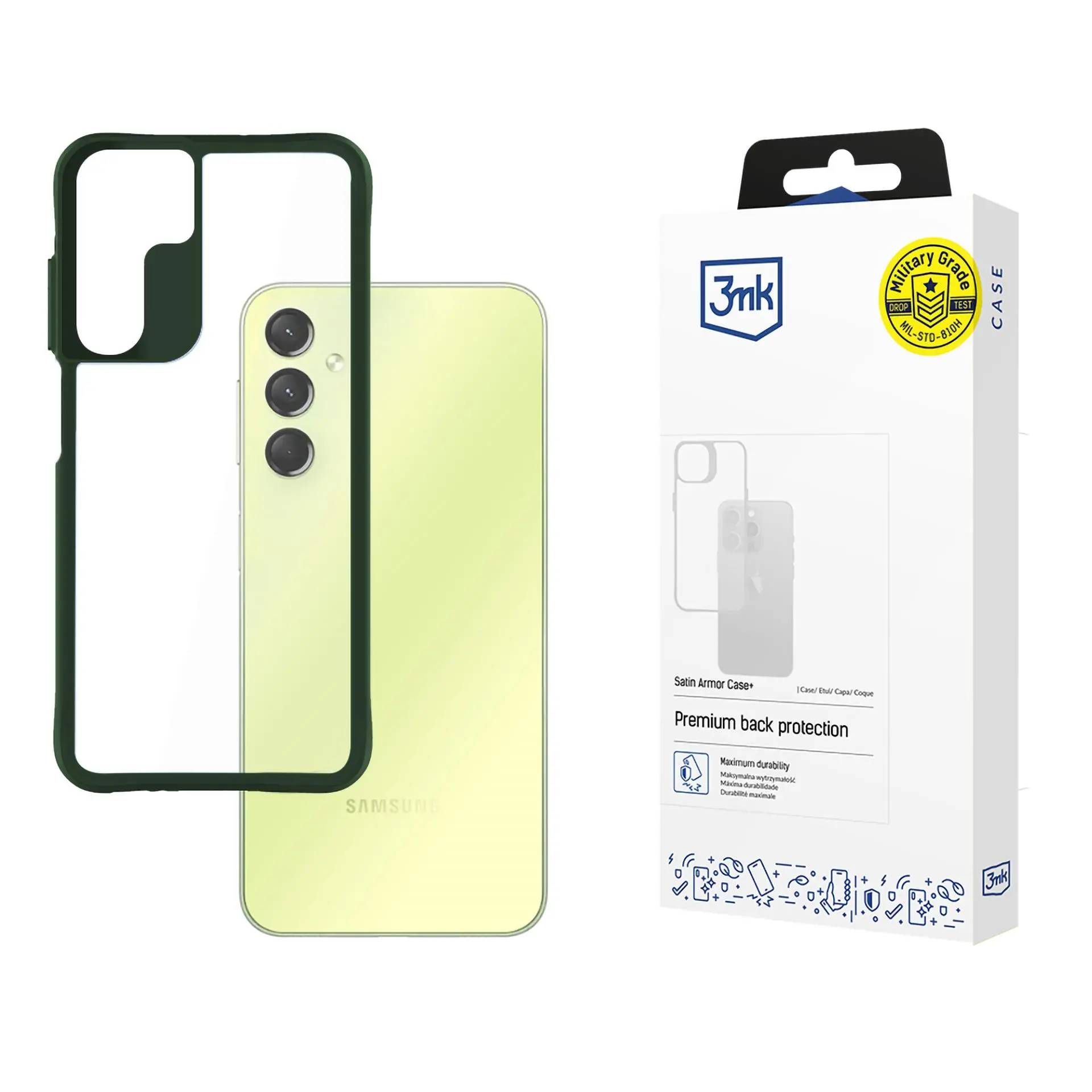 Etui 3mk Satin Armor Case+ do Samsung Galaxy A25 5G Przezroczysty-zielony