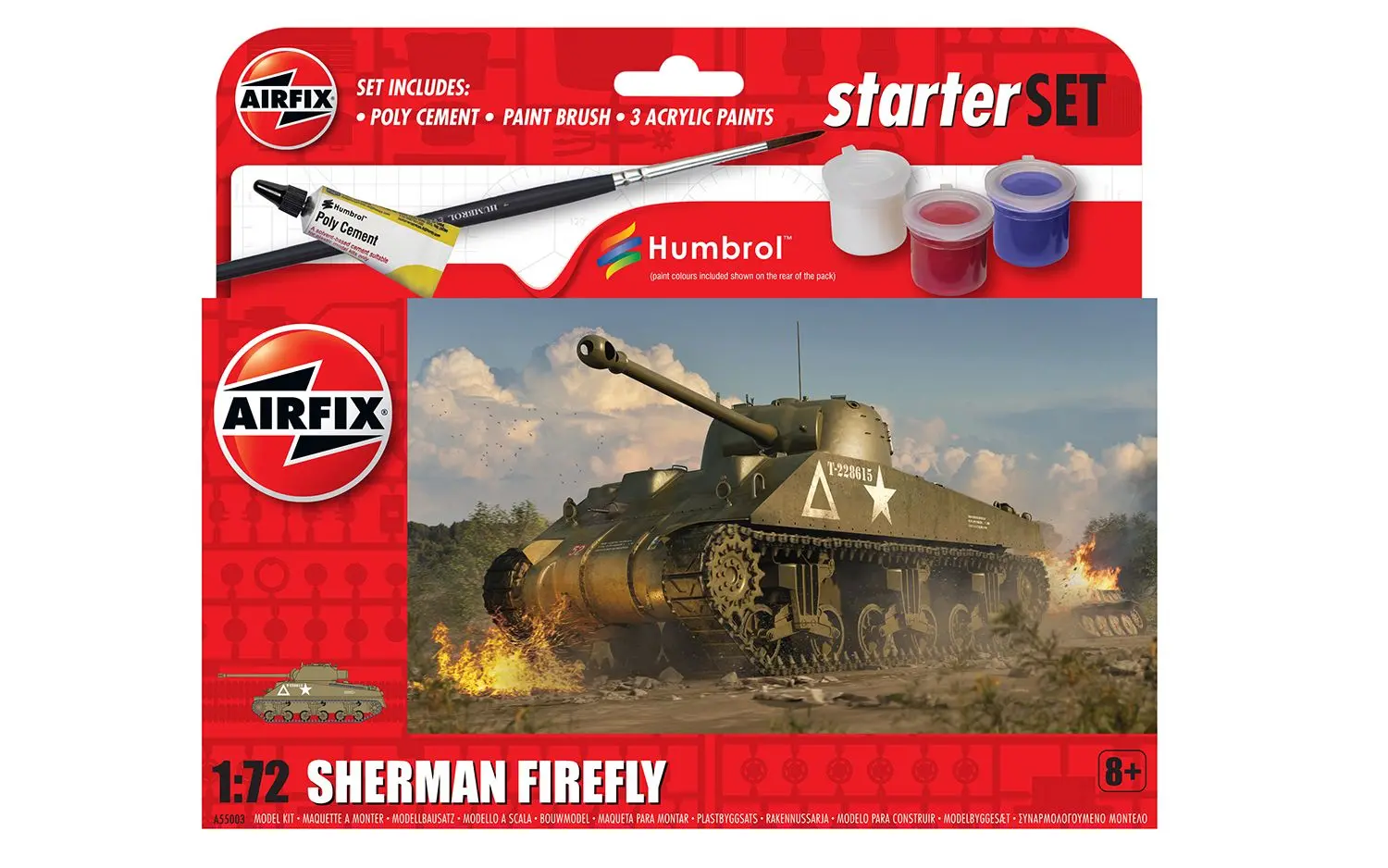 Model do sklejania Airfix A55003 Starter Set - Sherman Firefly