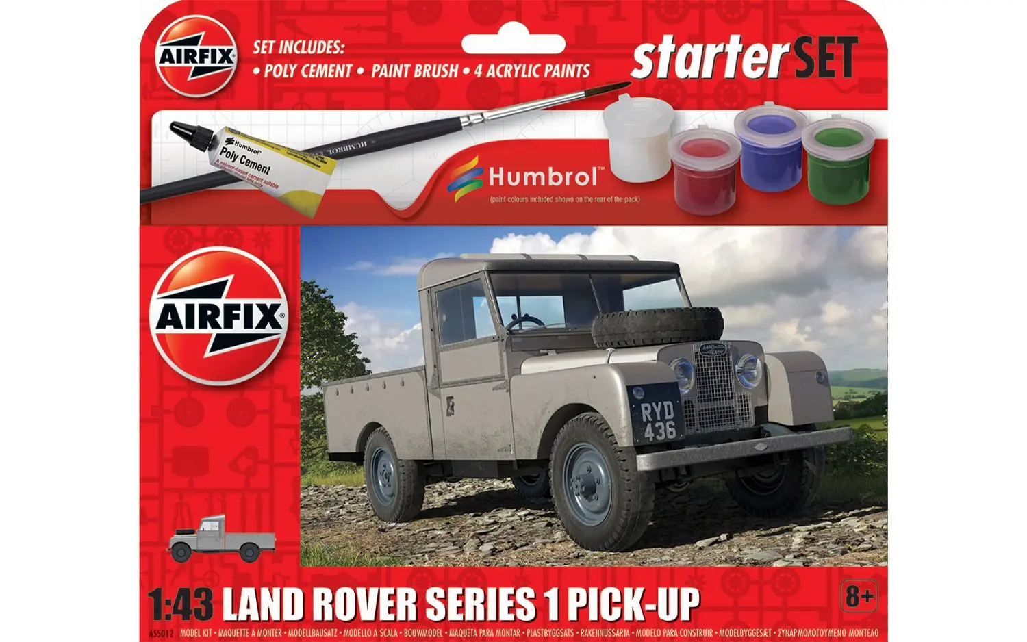 Model do sklejania Airfix A55012 Starter Set - Land Rover Series 1 Pick-Up