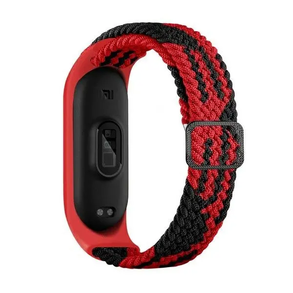 Pasek Beline do Mi Band 8 Nylon Czarno-czerwony