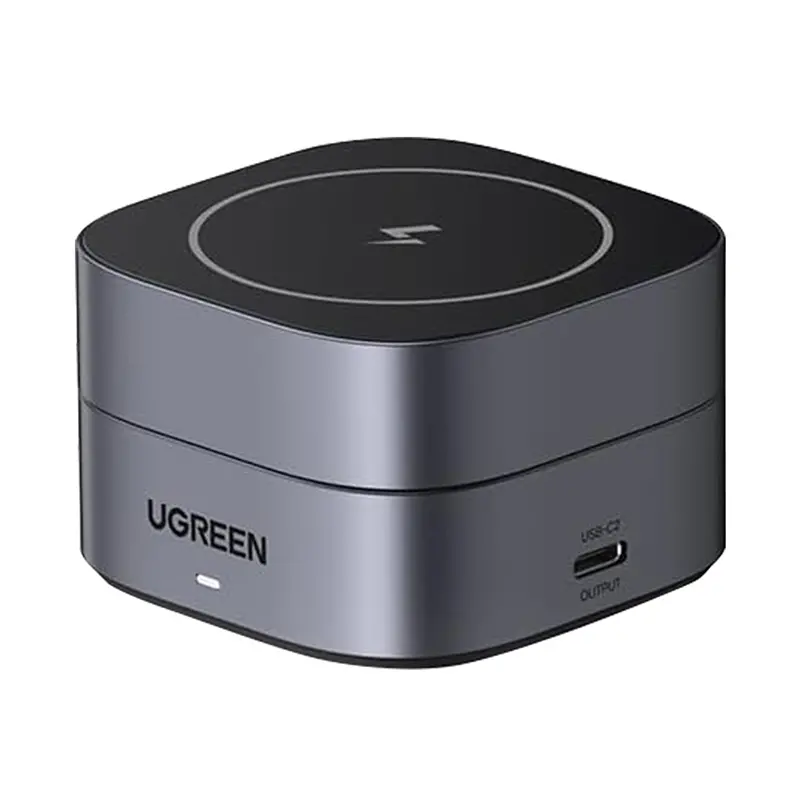 Ładowarka indukcyjna UGREEN Qi 2w1 W256 20W Czarny + kabel USB-C do USB-C 1m