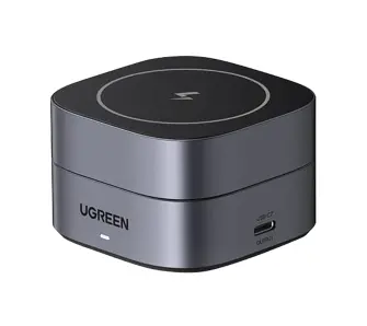 Ładowarka indukcyjna UGREEN Qi 2w1 W256 20W Czarny + kabel USB-C do USB-C 1m