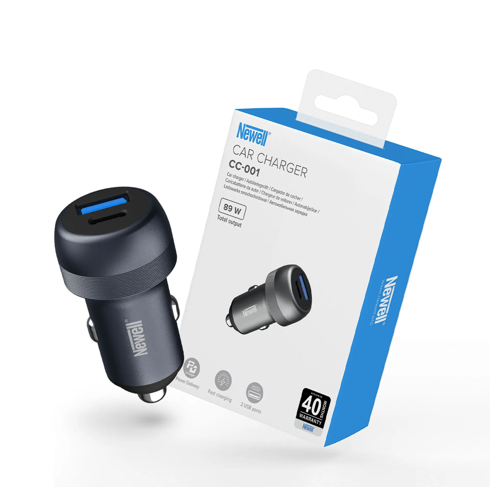Ładowarka samochodowa Newell CC-001 USB-C PD 65W USB-A 24W Czarny