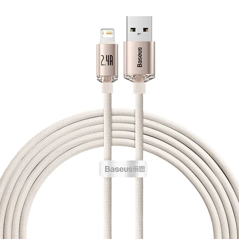 Kabel Baseus USB do Lightning Crystal Shine 2.4A 2m Różowy