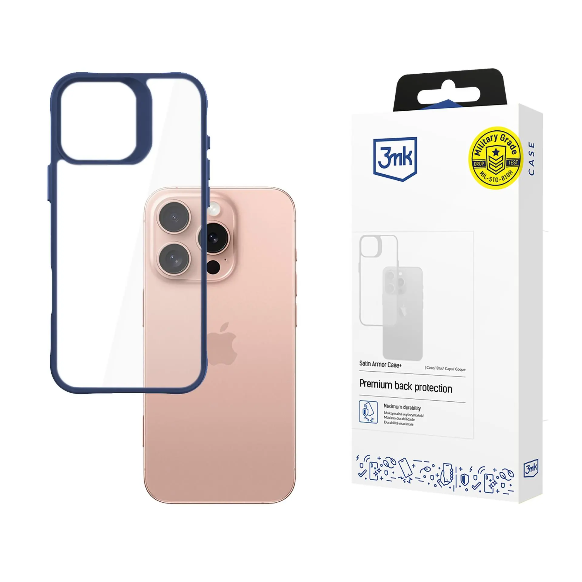 Etui 3mk Satin Armor Case+ do iPhone 16 Pro Niebieski