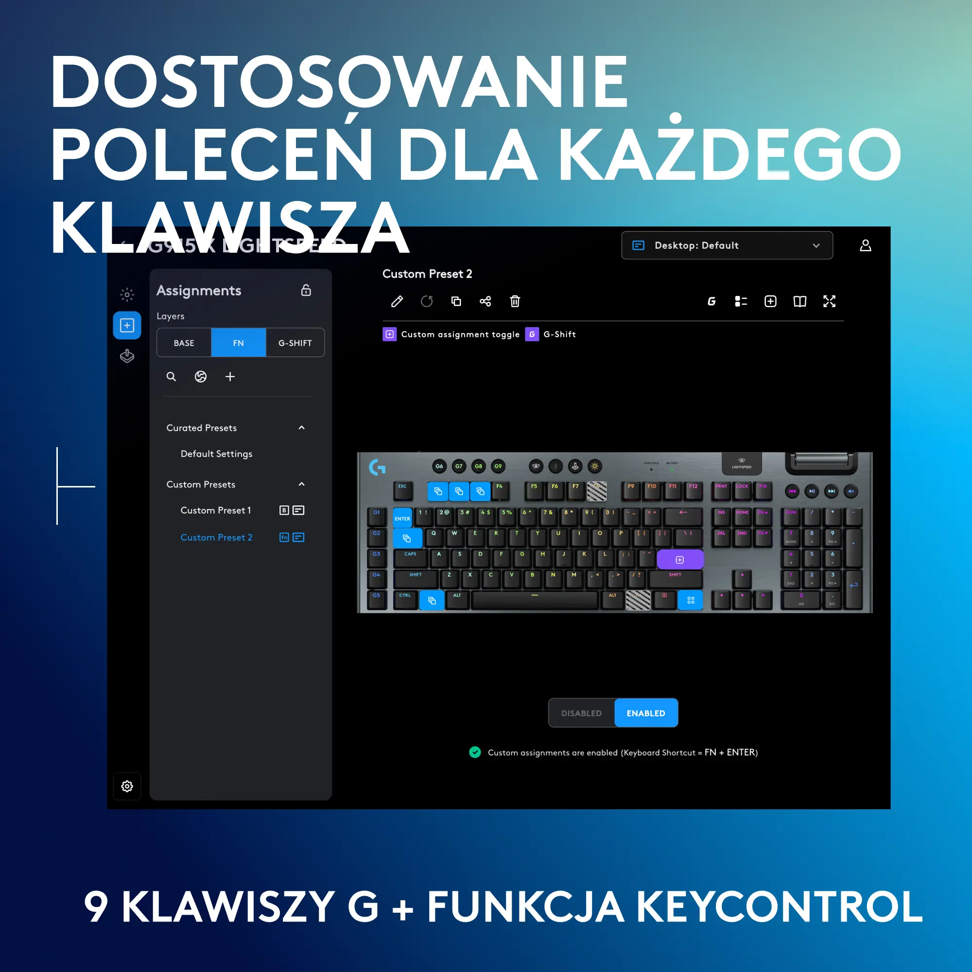 Klawiatura mechaniczna Logitech G915 X Lightspeed Tactile US INTL Czarny