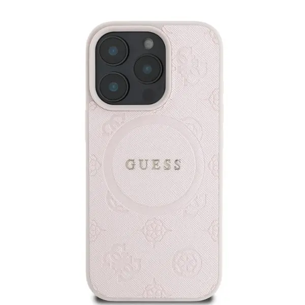 Etui Guess Saffiano Peony Classic Logo MagSafe do iPhone 16 Pro Max Różowy