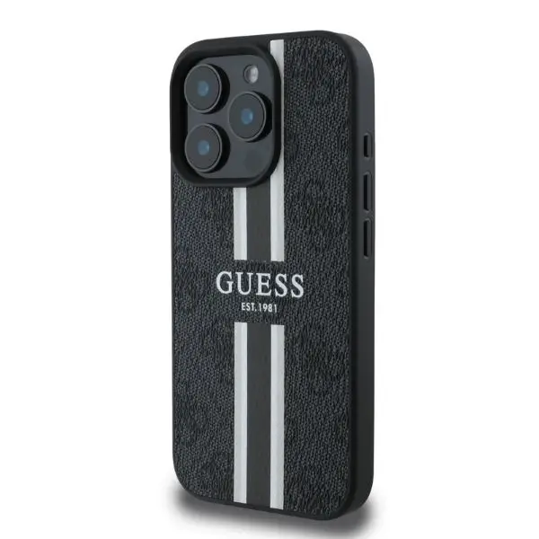 Etui Guess 4G Printed Stripes do iPhone 16 Pro Czarny