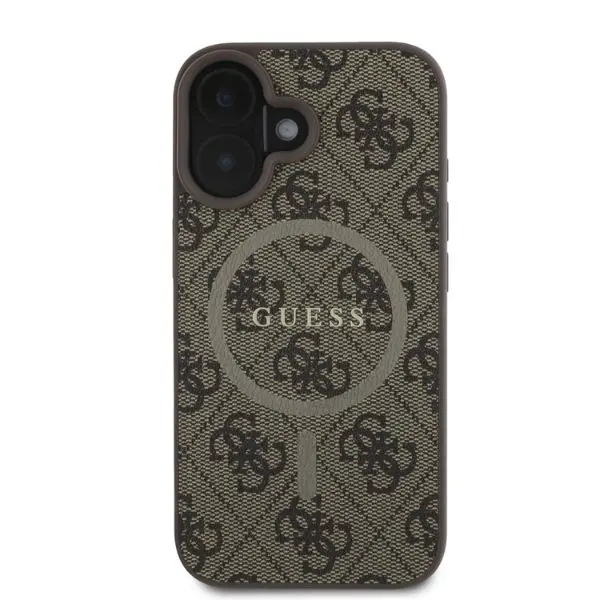 Etui Guess 4G Ring Classic Logo MagSafe do iPhone 16 Brązowy