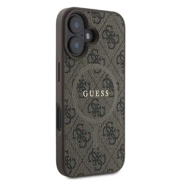 Etui Guess 4G Ring Classic Logo MagSafe do iPhone 16 Brązowy