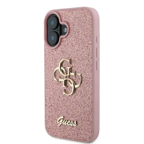 Etui Guess hardcase Fixed Glitter Big 4G do iPhone 16 Różowy