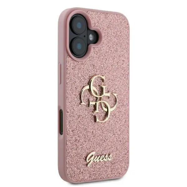 Etui Guess hardcase Fixed Glitter Big 4G do iPhone 16 Różowy